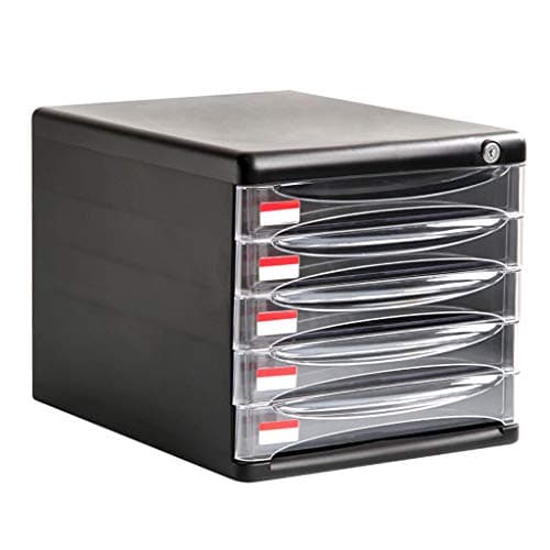 File Shelf, Desktop Data Storage Cabinet File Cabinet 5 Layers with Lock Plastic Transparent Chest Drawers
