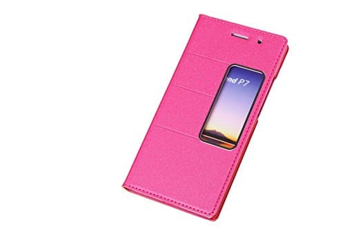 HWER 2 in 1 Bundle for HUAWEI Ascend P7 Leather Flip Protective Wallet Cover Shell with HD Screen Protector,Color:Beach-Rose