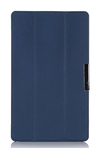 Raydes Denim Pattern Slimline Case for Acer Iconia One 7 B1-740 - Folio Slim 3-Folding Denim Fabric Hard Shell Stand Case Cover - Dark Blue