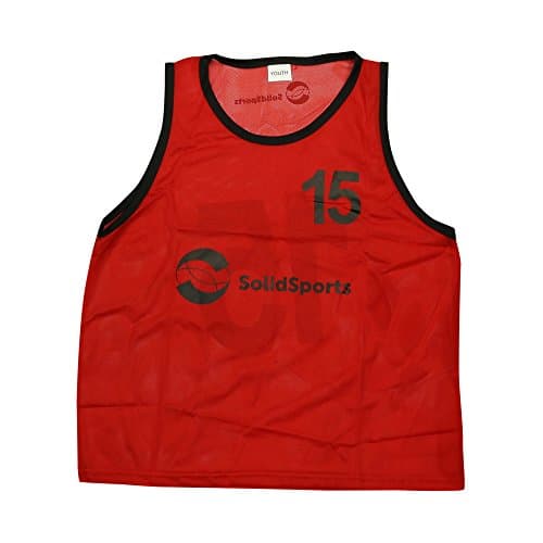 Solid Sports Numbered Training Bibs, Youth Red