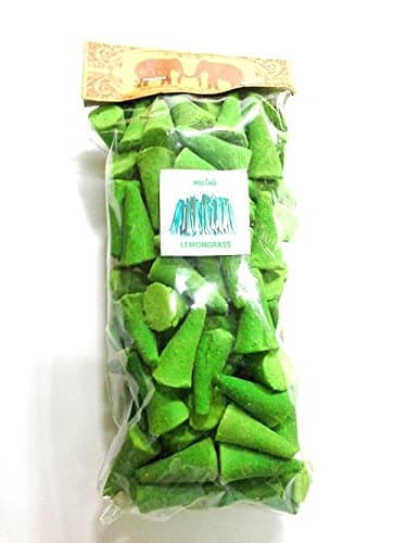 (FREE ONE SYN-AKE MASK PACK)Thai Incense Cones 100 Coins(FREE ONE SYN-AKE MASK PACK) LEMONGRASS FRAGRANCES Relax Aroma Twin Elephant Brand High Quality.