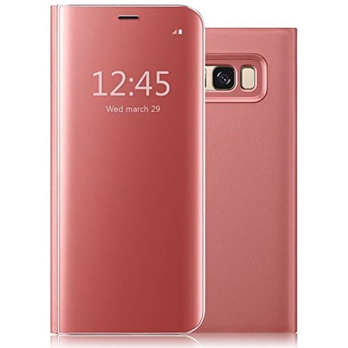 For Galaxy Note 5 Case,Ultra-thin Translucent Mirror Clear Luxury Shockproof Protective Metal Aluminum Flip Stand Cover Case for Samsung Galaxy Note 5 Rose Gold