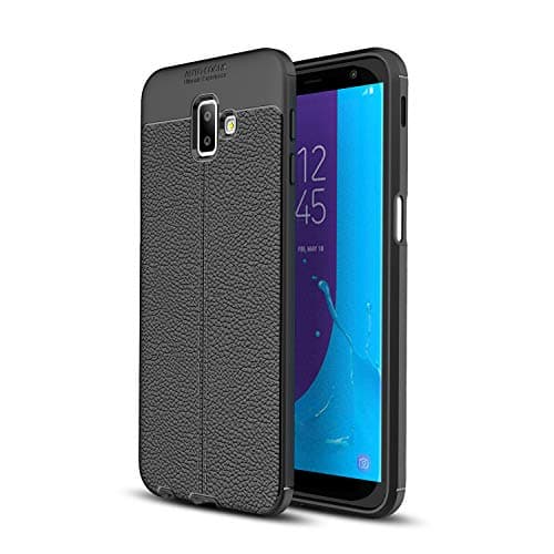 KISCO for Samsung Galaxy J6 Plus Case,Ultra-Thin Soft TPU Litchi Texture [Shockproof][Anti-Scratch] Protective Case for Samsung Galaxy J6 Plus-Black