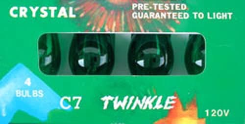 C-7 Green transparent replacement bulbs for twinkle lights or blinking lights