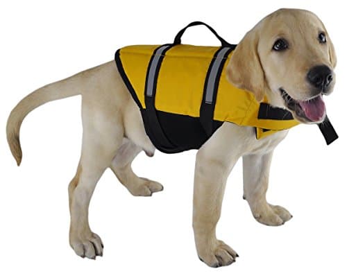 Open INnoVation Reflective Quick Release Easy-Fit Adjustable Swimming Harness Dog Lifejacket Vest (Yellow, M)