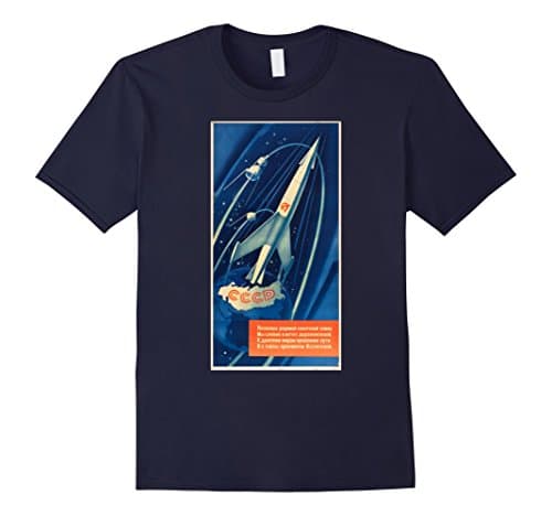 Mens Soviet Space Program Soviet Union USSR Russian Retro Vintage XL Navy