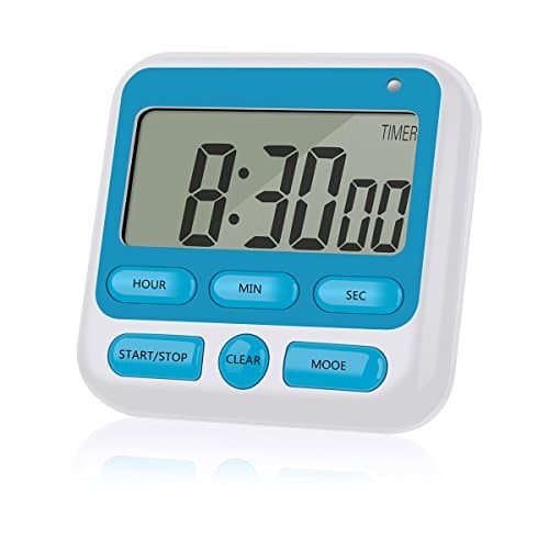 Digital Kitchen Clock Timer, 24-Hour Display Clock, Alarm Clock, Count-Up/Down with Big Display, Loud Alarm, Magnetic Backing Stand, Memory Function for Cooking &amp; Exercise-Blue (1 AAA Battery Needed)