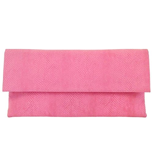 Matt Faux Python Leather Print Envelope Clutch