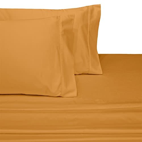 Royal Plush 100% Cotton 600 Thread Count Sheet Sets, luxurious Solid sateen weave, Pair of Two Pillowcases, Standard Size 2 Piece Pillowcase Set, Gold
