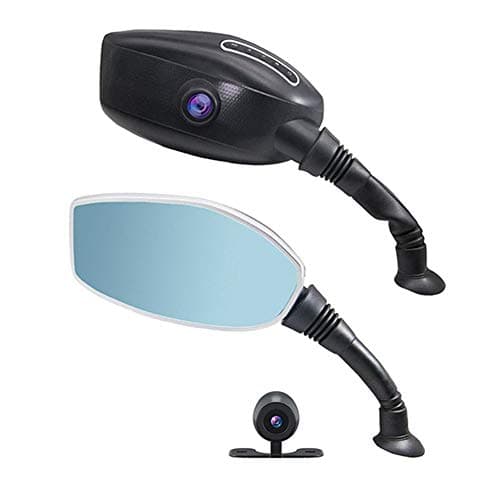 CAPTIANKN Motorcycle Rearview Mirror Camera, 2.7-Inch Screen Automatic Recorder Cam Loop Recording Dual-Lens Video Recorder