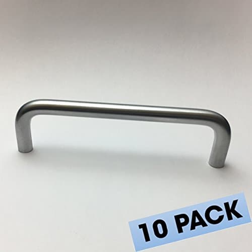 Hamilton Bowes 4" Center to Center Satin Chrome Wire Pull Cabinet Hardware Handle Dull (10 Pack)
