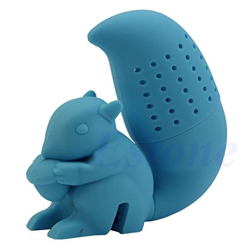 Squirrel Tea Infuser Loose Leaf Strainer Herbal Spice Silicone Filter Diffuser #Blue