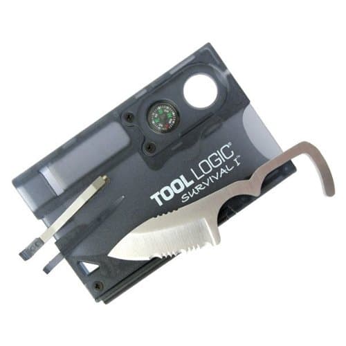 New Survival Card w/ Fire Starter/Compass - Charcoal + Includes a Free Quick Release Paracord Bracelet