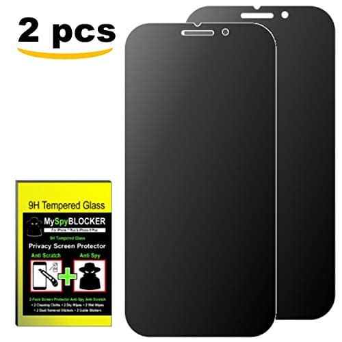 MySpyBlocker Anti-Spy and Anti-Scratch Screen Protector (iPhone 8 Plus and 7 Plus) 2-Pack 9H Tempered Glass with Unique Double Function