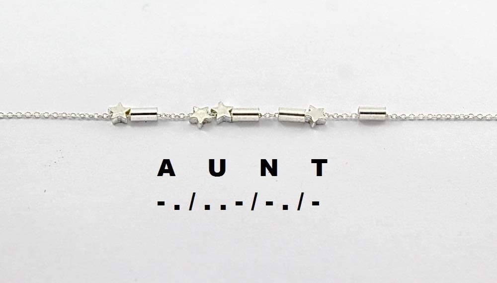 Aunt Morse Code Necklace, Silver Necklace, Auntie Morse Code Jewelry, Aunt Gift Necklace, Family Auntie Gift Necklace in Morse Code Message