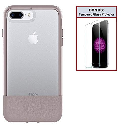 Otterbox Exclusive Bundle: Ultra-Slim Case for iPhone 8 Plus/7 Plus – Extreme Drop Protection - Premium Leather - Scratch Resistant – Mauve + Bonus Clear Tempered Glass Screen Protector