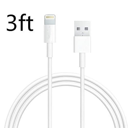 Red Gem 3FT 8 Pin Lightning to USB Data Cable Sync and Charging Cord Wire for iPhone 6s plus, 6s, 6 plus, 6, 5s, 5c, 5, iPad Air, iPad Mini, iPod Touch(White) (1-Pack)