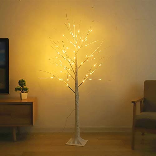 WED Lighted Birch Tree in 5Ft Christmas Light Tree, 72L LED with Warm White,Home Décor for Party, Wedding