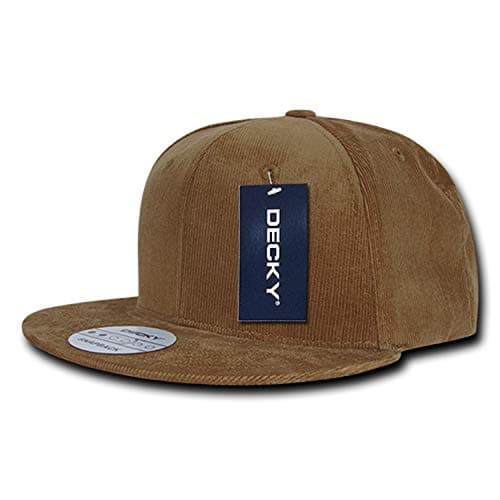 Coyote Brown Solid Plain Blank Flat Bill Corduroy Structured Snapback Baseball Cap Hat
