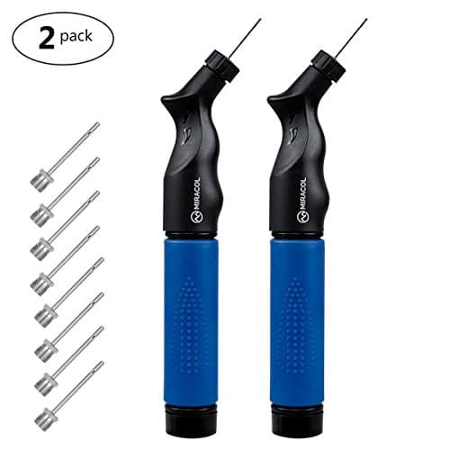2 Pack Ball Pump with Four Replacement US Standard Needles - Dual Action Air Pump, Portable Hand Pump for Volleyball, Basketball, Rugby, Soccer Ball,Football, Other Outdoor or Indoor inflation balls