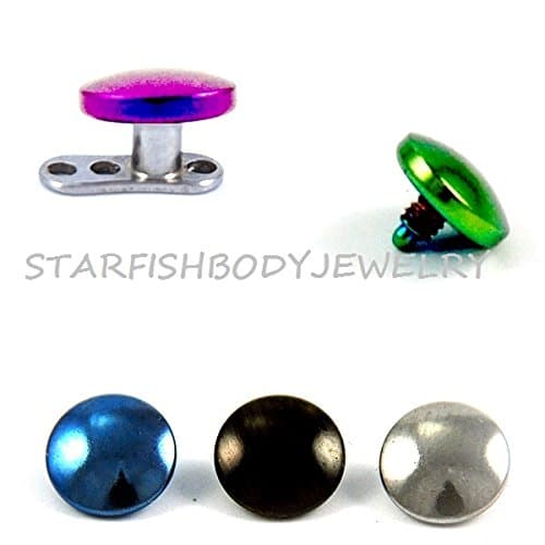 Titanium Anodized Internally Threaded Flat Dome Dermal Top (Green - 4mm)