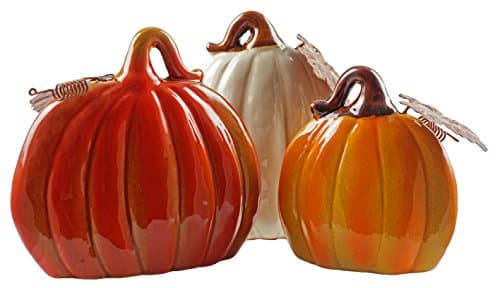 Special T Imports Rustic Style Fall Ceramic Pumpkin Figurines - Set of 3