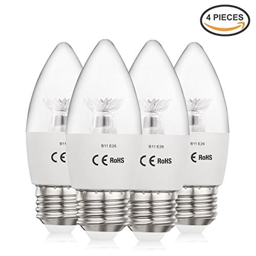 AED Lighting Candle Bulb LED Light Bulb Energy Saving 6W=60W Non-Dimmable Daylight Ceiling Fan 4 Pack