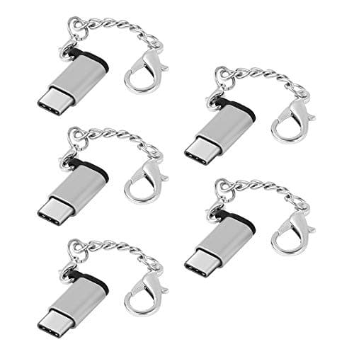 Premium Adapter USB Type C Adapter Male to Micro USB Female Converter Connector with Keychain Data Sync Compatible with Galaxy Galaxy S9 ChromeBook Pixel Nexus 5X Durable Adapter ( Color : Silver )