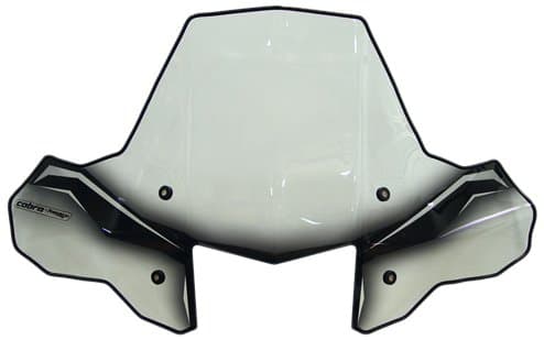 PowerMadd 24572 ProTEK Windshield for ATV - Rapid Release Mount - Clear with black graphics and headlight cut-out