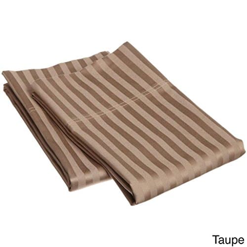Hotel Quality 2-Pc-Pillow-Cover 800 Thread Count Dust Mite Resistant Solid Pattern 100% Egyptian Cotton (Standard 20" x 26" (50 x 66 cm), Taupe Stripe)