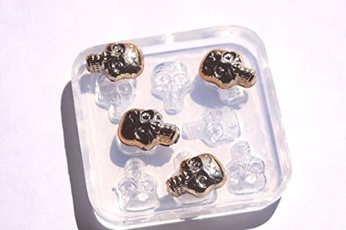 Clear Silicone mold to cast personal Skull pendants using epoxy resin - DIY size 20x15mm 8pc (z-43)