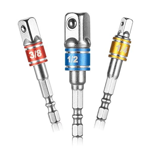 Power Hand Tools Sockets Adapter sets,3Pcs 1/4" 3/8" 1/2" Hex Shank Bit Square Nut Driver Set Power Extension Drill Cordless Impact Sockets Bit Set Adapter, Socket Wrench Set Ratchet Extension