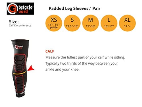 Obstacle Guard Padded Leg Compression Sleeves (1 Pair) Black &amp; Red: Obstacle Gear for Obstacle Race, Mudrun, Obstacle Racing, Trail Running and More