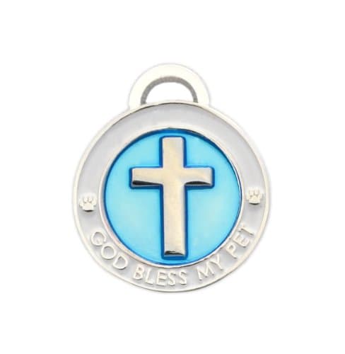 Pet Collar Charm, Cross, Small, Blue