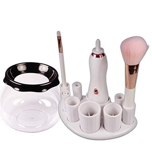 Electric Makeup Brushes Cleaner Dryer Automatic 360 Degree Spin Technology Fast Cleaning Bacteria Dirt Girl Essential Portable,White