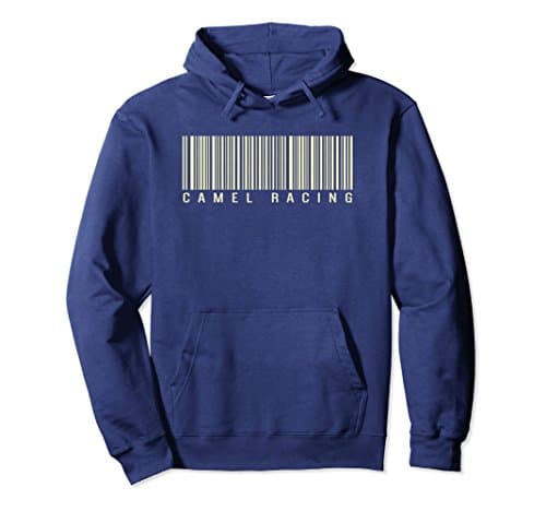 Unisex Camel Racing Bar Code Hoodie Medium Navy