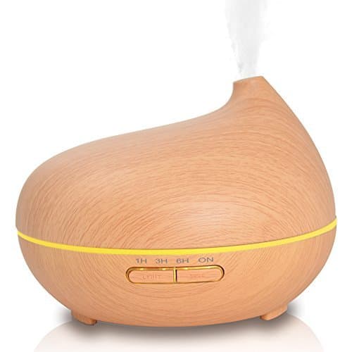 Aroma Diffuser Essential Oil Diffuser Electric Ultrasonic Cool Mist Humidifier 300ML Aromatherapy with 7 Color LED Lights Air Purifier Wood Grain
