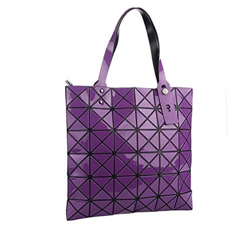 Geometric Rhombus Diamond Laser Bag Solid Color Glossy Folding Large Capacity Handbag Shoulder Bags For Women.