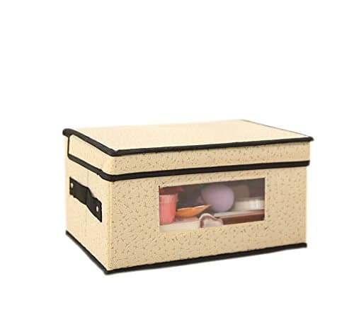 Storage Boxes with Lids Collapses Non-Woven Storage Containers Bins Closet Organizer,Phoenix Claw Pattern (Beige,12 Inch)