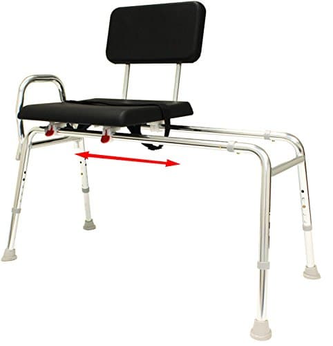 Padded Sliding Bath Transfer Bench (77111) - Regular (Base Length: 39" - 40") - Heavy-Duty Shower Bathtub Chair - Eagle Health Supplies