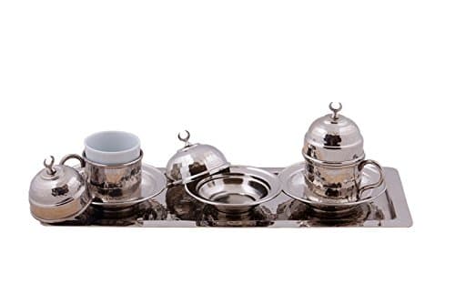 Copper Turkish Coffee Set Silver colored (one person).