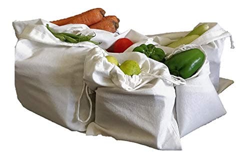 Arka 100% Cotton Plain Vegetable Storage Bags (Combo Pack) Eco-Friendly, Non-Toxic, Washable, Reusable