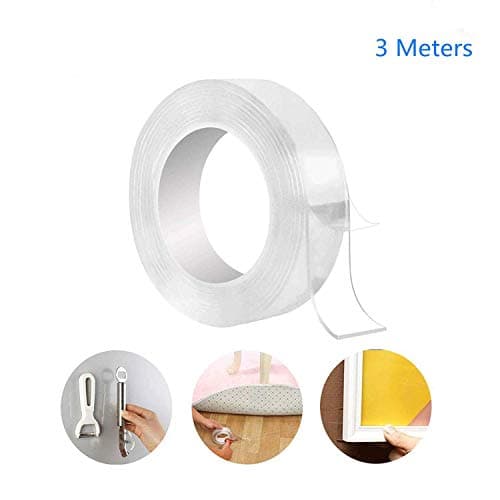 Magic Adhesive Tape, 9.84ft Double Sided No-Trace Removable Glue Tape Multipurpose Strong Gel Anti-Slip Fixed Adhesive, Transparent
