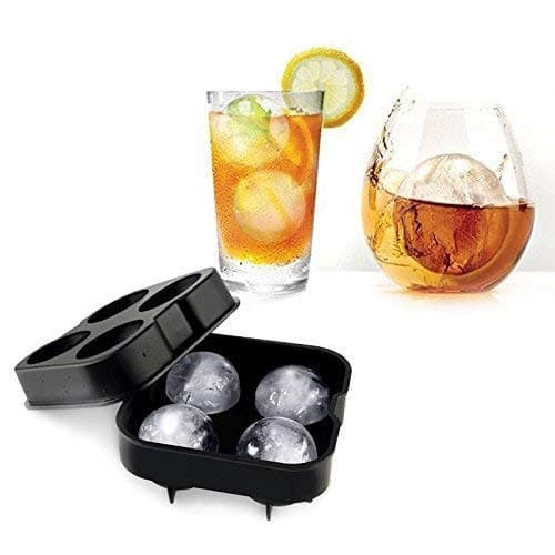 UNIQUE ICON Whiskey Ice Cube Silicone Ball Maker Mold Sphere Mould 4 Holes New Ice Balls Party Brick Round Tray Bar Tool