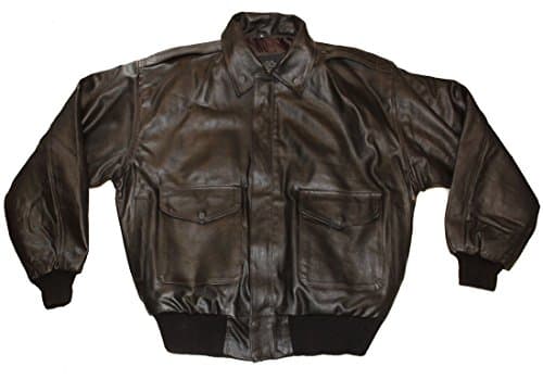 Leather Jacket Men A2 Airforce US Pilots Flight Crew Bomber Brown (Rich Mid Brown, Medium)