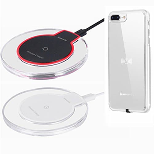 Wireless Charger Kit for iPhone 7 Plus, Hanende [Sleep-Friendly] Qi Wireless Charging Pad and Wireless Receiver Case for iPhone 7(2 wireless chargers + 1 wireless charging case)(Silver)