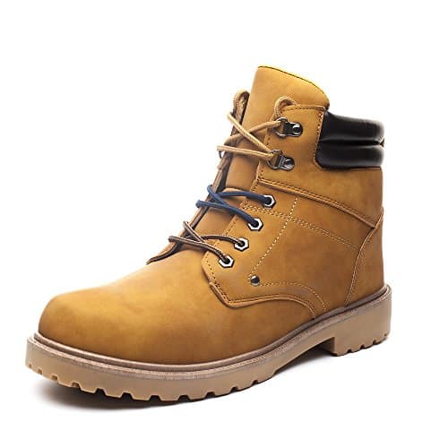 DRKA Men's Water Resistant Work Boots Comfortable Leather Plain Rubber Sole Industrial Construction Shoes