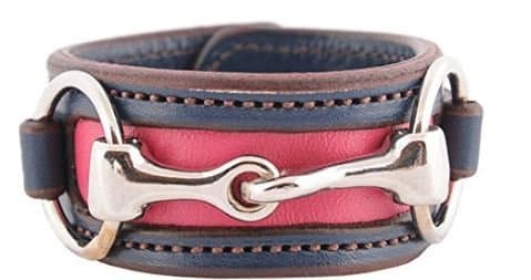 Equestrian Horse Snaffle Bit Two-Tone Leather Cuff Bracelet