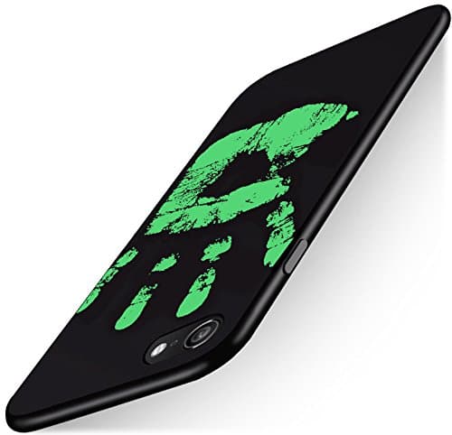 Thermal Sensor Magical Color Changing Phone Case for iPhone 7 Plus, Heat Induction Shockproof Anti-Scratch Non-toxic Matte PC Discoloration Protective Case for iPhone 7 Plus 5.5''- Black(Turn Green)