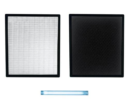 Replacement HEPA/Carbon Filter & UV Bulb Combo, Set of Two for Air Shield Air Purifier